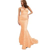Women's Sexy Lace Mermaid Prom Evening Gown Spaghetti Straps Fishtail Formal Party Dresses
