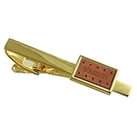 Bourbon Biscuit Gold-Tone Tie Clip Engraved Message Box