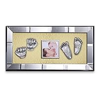 Momspresent Baby Hand Print and Foot Print Deluxe Casting kit with Silver Frame12 Silver