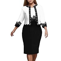 XJYIOEWT Older Womens Summer Dresses Plus Size,Women Casual Print Short Sleeve Dress Long Sleeve Cardigan Blouse Set Sui