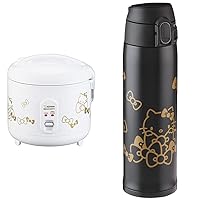 Zojirushi NS-RPC10KTWA Automatic Rice Cooker & Warmer, 5.5-Cup, White & SM-TA48KTBA Stainless Steel Vacuum Insulated Mug, 16-Ounce, Hello Kitty Black