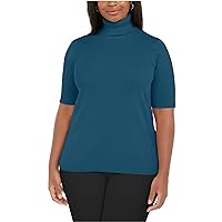 Anne Klein Womens Solid Pullover Sweater, Blue, 1X
