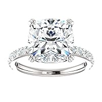 Nitya Jewels 5 CT Cushion Infinity Accent Engagement Ring Wedding Eternity Band Solitaire Silver Jewelry Halo-Setting Anniversary Praise Ring