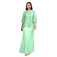 Lace Applique Mother of The Bride Dresses Long Chiffon Formal Evening Gowns Round Neck Wedding Guest Dresses