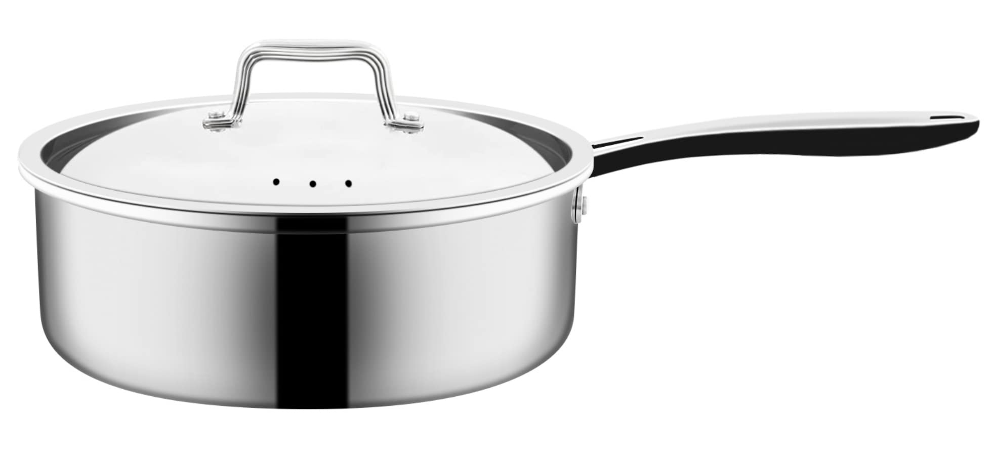 NUWAVE Commercial 1.5-Quart Stainless Steel Saucepan with Vented Lid, Tri-Ply Construction, Premium 18/10 Stainless Steel, NSF Certified