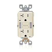 Leviton GFCI Outlet with Guidelight, 20 Amp, Self Test, Tamper-Resistant with LED Indicator Light, Replaces Plugged in Night Light, GFNL2-T, Light Almond