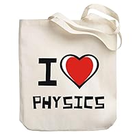 I love Physics Bicolor Heart Canvas Tote Bag 10.5