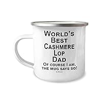 Cashmere Lops, Lop Ear Bunny, Bunny Accessories, Stuff, Items for Owner, Mom, Dad - World's Best Rabbit Dad - 12 oz Camper Coffee Tea Mug