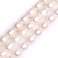 GEM-Inside Freshwater Pearl Gemstone Loose Beads Natural 9-10X10-12mm Olivary White Energy Power Beads for Jewelry Making 15