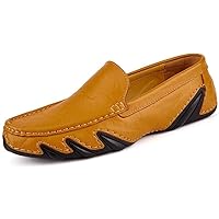 Oxford Shoes for Men LZRDZSW Leisure Driving Loafers for Men Round Toe Casual Walking Penny Shoes Literal Leather Slip On Stitch Whippersnapper Non-Slip Oxford Shoes Men (Color : Yellow, Size