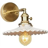 Wall Sconces Brass Ceramics Wall Light Modern Vintage Wall Sconce with On/Off Switch, Wall Mounted Lighting Fixture for Living Room Kitchen Bedroom Bedside Reading Lamp Wall Sconce Lighting