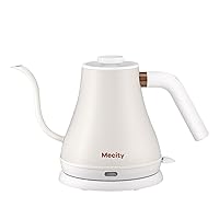 Electric Kettle Stainless Steel Gooseneck Water Kettle Water Boiler for Pour Over Coffee Fast Heating, Auto Shut Off, 27 fl oz, 1000W, Milk White