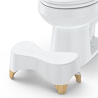 Toilet Assistance Steps for Adults, Toilet Stool, Toilet Step Stool, Potty Stool Poop Stool for Bathroom, Non-Slip Simple Design White+ Bamboo