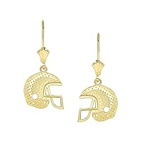 TEXTURED FOOTBALL HELMET LEVERBACK EARRINGS IN YELLOW GOLD - Gold Purity:: 10K