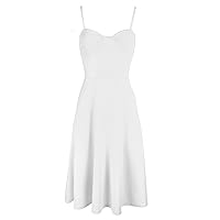 Oops Outlet Womens Strappy Sleeveless Cami Flared Swing Midi Skater Dress Top