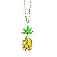 Simple diamond-encrusted pineapple plated clavicle titanium steel necklace