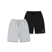 DEESPACE Kids Cotton Shorts Casual Play Shorts Athletic Shorts with Side Pockets for Boys or Girls 2 Pack (3-12Years)