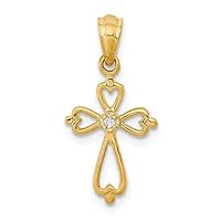 14k Yellow Gold Diamond Accented Religious Faith Cross Pendant Necklace Measures 21.5x10mm Wide Jewelry for Women