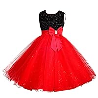 Girls Shimmery Special Occasion Dresses Wedding Flower Girl Pageant Gown Party Dress, Black Red