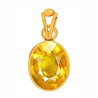 Ramneek Jewels 11.25-11.50 Carats Yellow Sapphire Pendant/Locket (Pukhraj/Jupiter Stone Panchadhatu Pendant) 100% Original AAA Quality Gemstone