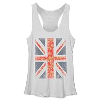 Fifth Sun Lost Gods Floral Flag Women's Racerback Tank Top, White Heather, XX-Large
