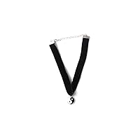Accessoryo Women Black Velvet Choker Necklace with Yin Yang Logo