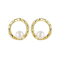 925 Sterling Silver Earrings Pearl Stud Earrings Hollowed Girls Earrings Hypoallergenic Jewelry For Women