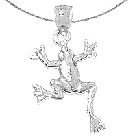 Silver Frog Necklace | Rhodium-plated 925 Silver Frog Pendant with 18