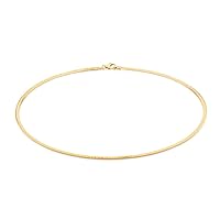 2mm thick 14k gold plated on solid sterling silver 925 Italian Omega chain necklace chocker with lobster claw clasp - inch 12