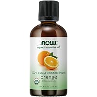 NOW Essential Oils, Organic Orange Oil, Uplifting Aromatherapy Scent, Cold Pressed, 100% Pure, Vegan, Child Resistant Cap, 4-Ounce