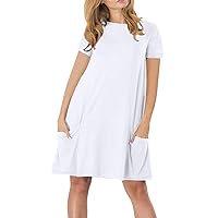 EFOFEI Womens Short Sleeve Casual Swing A Line Shirt Tunic Mini Dress with Pocket
