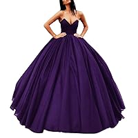 VeraQueen Women's Sweetheart Tulle Quinceanera Dress Long Strapless Formal Party Gown Evening Dress