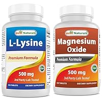 Best Naturals L-Lysine 500 mg & Magnesium Oxide 500 mg