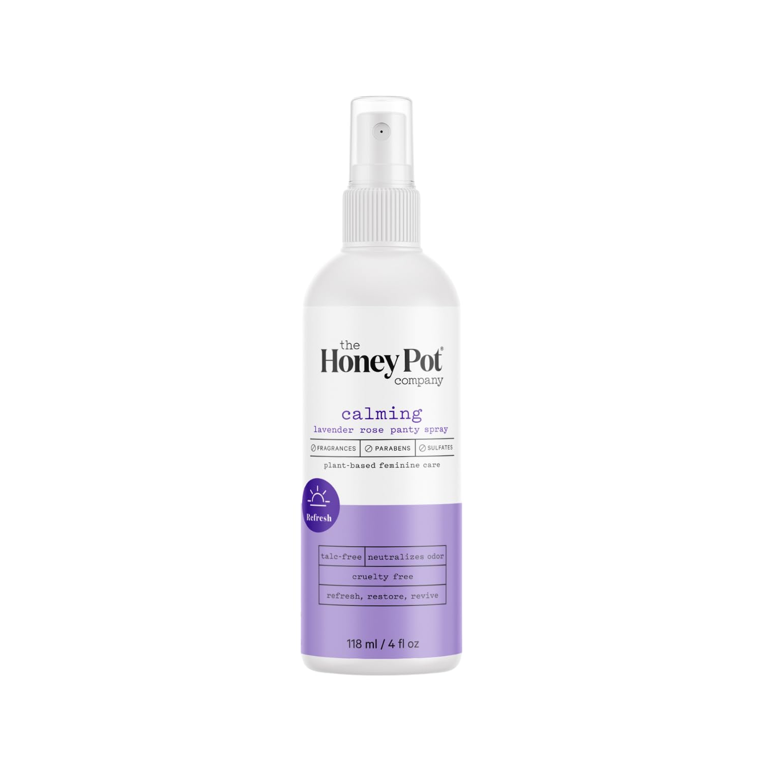 The Honey Pot Company - Refreshing and Restorative Panty and Body Plant-Derived Deodorant Spray - Paraben & Sulfate Free - Lavender Rose -4 fl. oz.