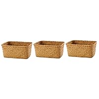 BESTOYARD 3pcs Storage Basket Home Decor Hamper Baskets Small Basket Sundry Organizer Decorative Storage Bin Toy Organizer Rustic Storage Bins Woven Basket Straw Simple Box Seaweed