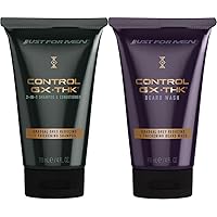 Just for Men Control GX + THK Grey Reducing and Thickening 2-in-1 Shampoo & Conditioner, 4 oz (Pack of 1) Control GX + THK Grey Reducing and Thickening Beard Wash, 4 oz (Pack of 1)