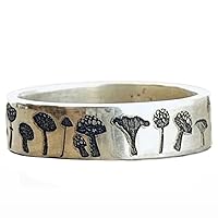 Vintage Mushroom Ring For Women Men Bohemian Delicate Handmade Carved Flower Ring Engagement Wedding Band Jewelry Gift