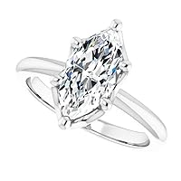 14K Solid White Gold Handmade Engagement Ring 1.00 CT Marquise Cut Moissanite Diamond Solitaire Wedding/Bridal Ring for Women/Her Gorgeous Ring