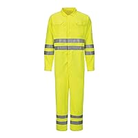 Bulwark FR mens Lightweight Fr Hi-visibility Deluxe Coverall With Reflective Trim