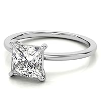 JEWELERYYA 1 CT Princess Cut Colorless Moissanite Engagement Ring, Wedding/Bridal Ring, Halo Style, Solid Sterling Silver, Anniversary Bridal Jewelry, Best Ring For Wife