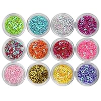 Nail Art Hollow Heart Holographic Sparky Flakes Sequins Valentine's Day Glitter 12 Colors
