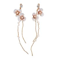 Kenfery Vintage Bridal Flower Leaf Chandelier Earrings Handmade Gorgeous Crystal Drop Dangle Stud Earrings Wedding Dangling Earrings for Women Bride (Style 2)
