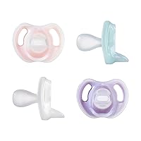 Tommee Tippee Ultra-light Silicone Pacifier, Symmetrical One-Piece Design, BPA-Free Silicone Binkies, 0-6 months, Pack of 4 Pacifiers