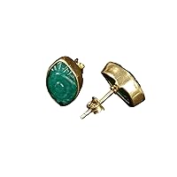 Emerald 925 Evil Eye Carving Stud Earring For Her By CHARMSANDSPELLS