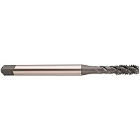 G1 Series Vanadium Alloy HSS Spiral Flute Tap, TiN Coated, Round Shank with Square End, Modified Bottoming Chamfer, 4-40 Thread Size, H2 Tolerance