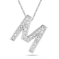 Round White Diamond Initial Pendants in 14K White Gold Available from A to Z