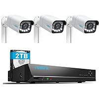 4K PoE Security Camera System for Outdoor Home Surveillance, 5X Optical Zoom, Motion Spotlights, Smart Human/Vehicle Detection, 3X RLC-811A Bundle with POE NVR RLN8-410, 8CH Video Recorder