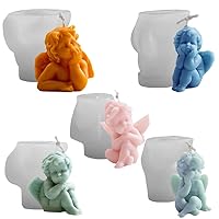 5 Pcs Multi-Style Angel Candle Moulds, Cupid Little Angel Silicone Molds, Baby Angel Candle Silicone Mold for Handmade Chocolate Decoration Gypsum Aromatherapy Soap Resin(Mini Size)