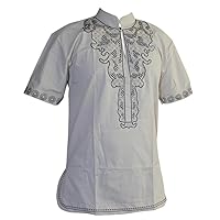 Men's African Slim Hippie Dashiki Top Ankara Embroidered Short Sleeve T-Shirts