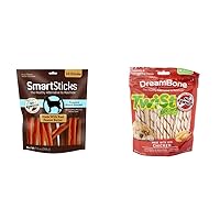 SmartBones SmartSticks Peanut Butter Dog Chews (10 Count) and DreamBone Twist Sticks Chicken Dog Chews (50 Count)